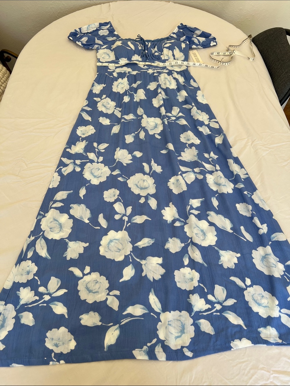 Derek Heart Blue and White Floral Maxi Dress - Picture 6 of 8